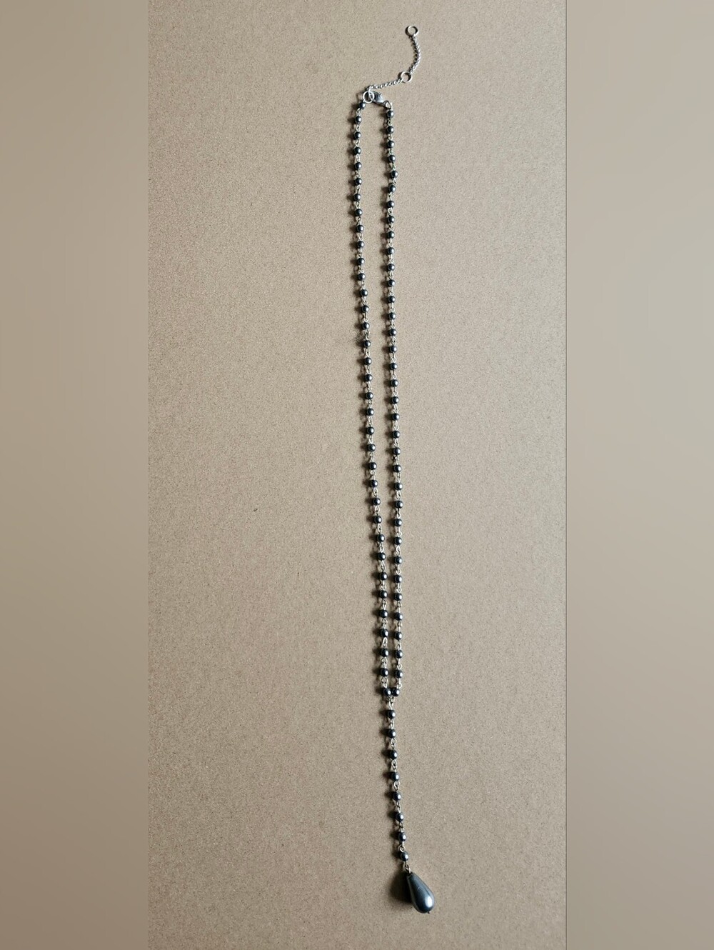 Silver Beaded Drop Y Necklace - Women Jewelry - Picture 3 of 3